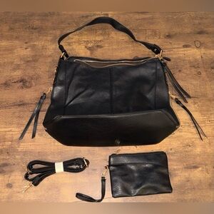 NWOT Elegant Black Leather 3 Pc Handbag Set